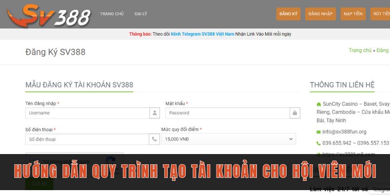 Tài khoản, ngân hàng và ví điện tử tại SV388